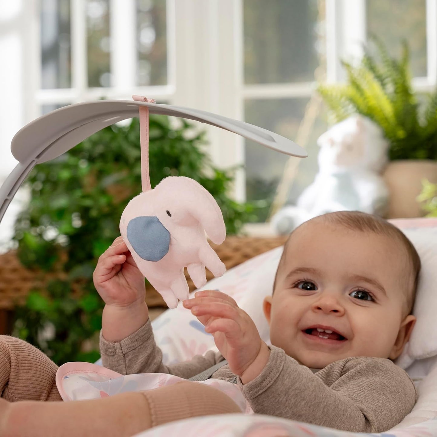 Keep Cozy 3-In-1 Grow with Me Vibrating Baby Bouncer Seat & Infant to Toddler Rocker, Vibrations & -Toy Bar, 0-30 Months up to 40 Lbs (Pink Burst)