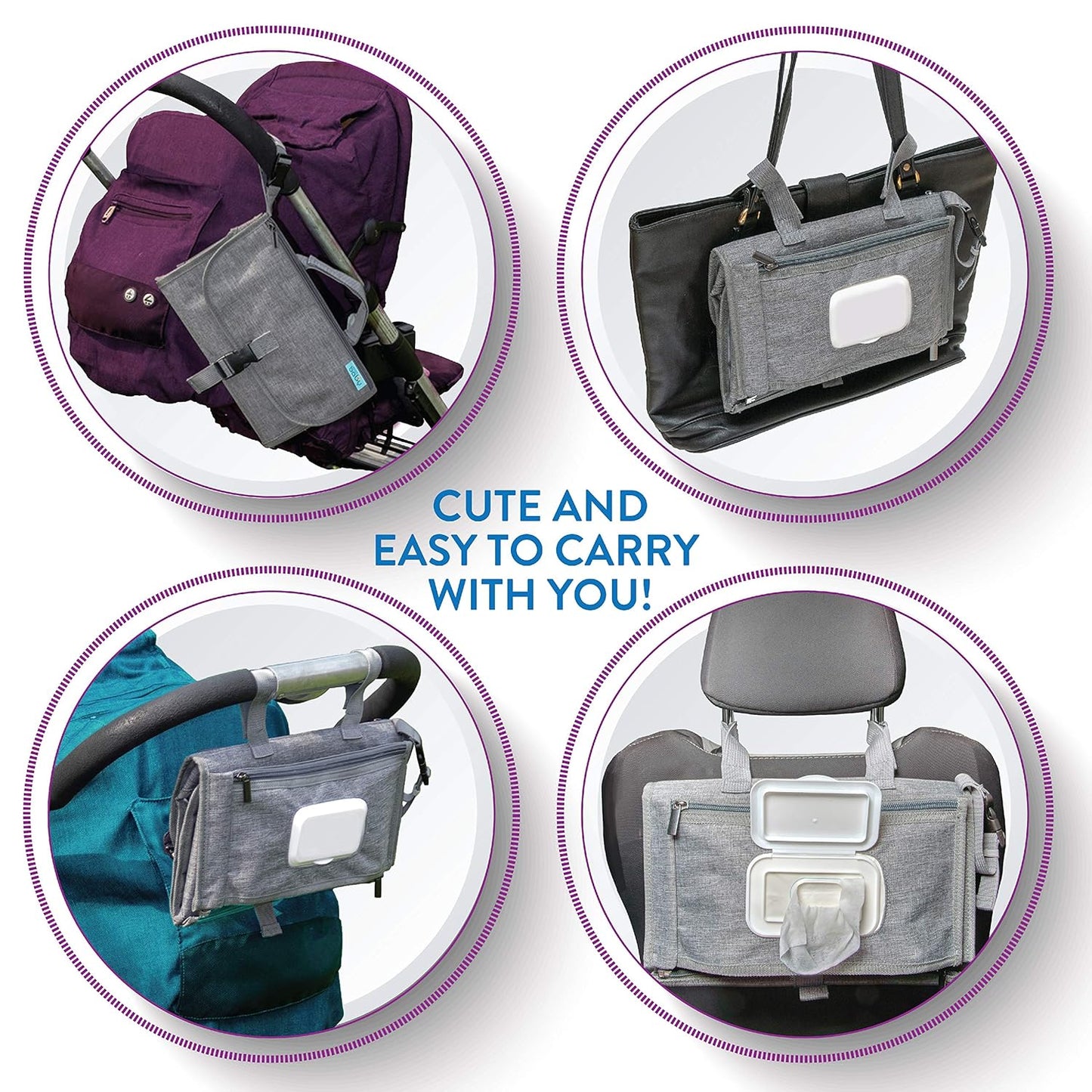 Portable Diaper Changing Pad - Baby Diaper Changer Travel Bag with Wipes Pocket, Smart Design Portable Changing Mat, Infant Travel Station Kit, Gift for Newborn Girl & Boy - Grey, Classic