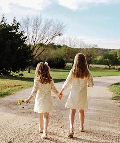 Flower Girl Dress, Lace Dress 3/4 Sleeve Dress