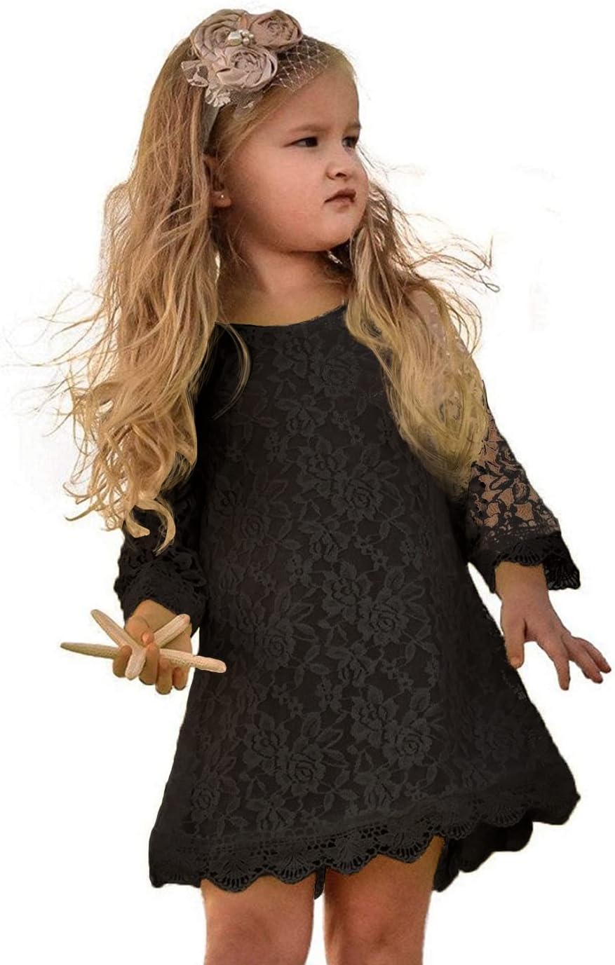 Flower Girl Dress, Lace Dress 3/4 Sleeve Dress