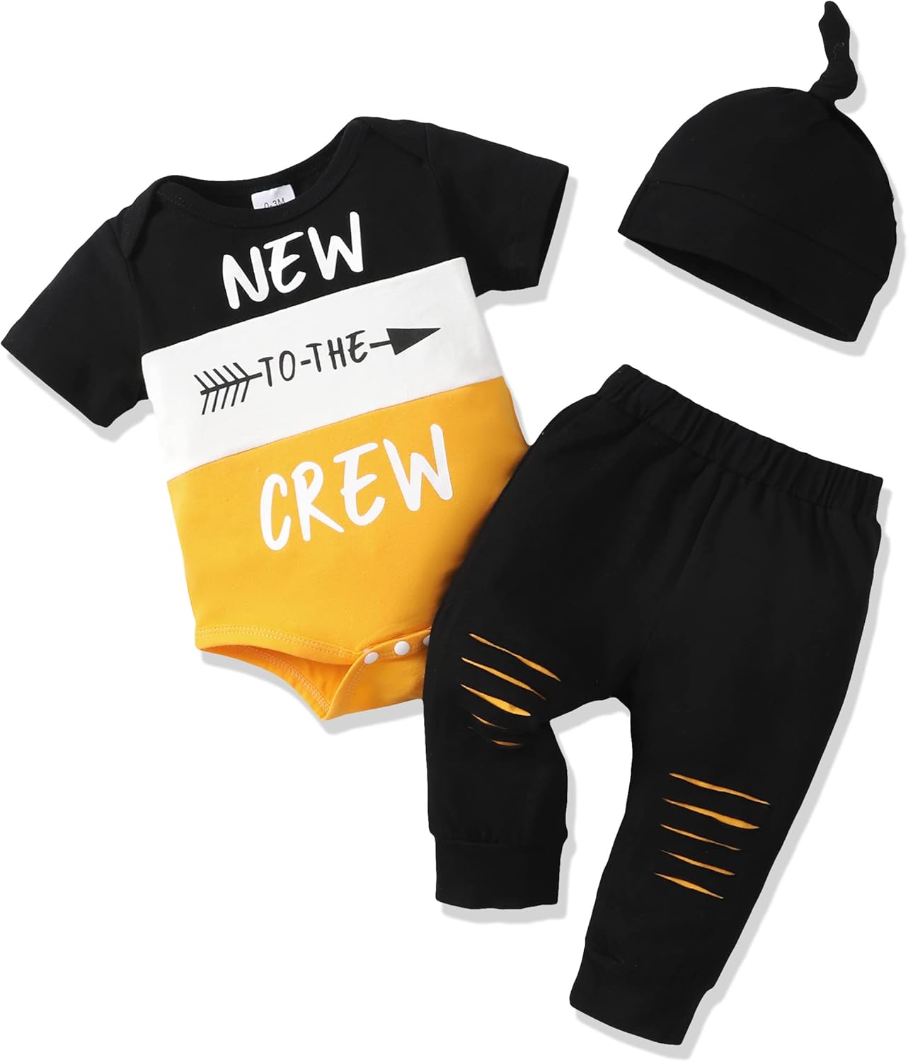 Newborn Infant Baby Boy Clothes Outfits New to the Crew Outfits Long Pants Toddler Baby Boy Clothes Set
