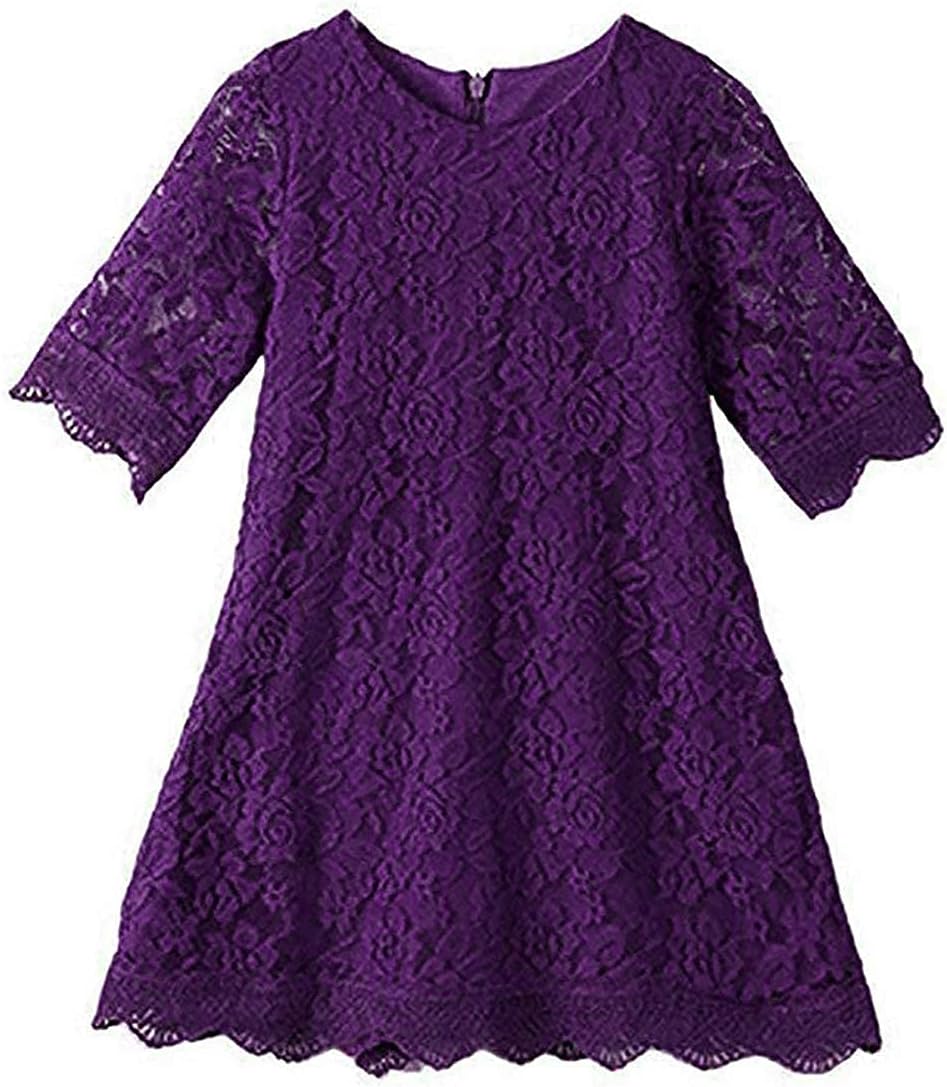 Flower Girl Dress, Lace Dress 3/4 Sleeve Dress