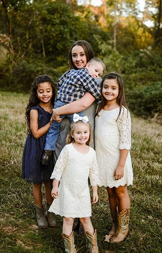 Flower Girl Dress, Lace Dress 3/4 Sleeve Dress