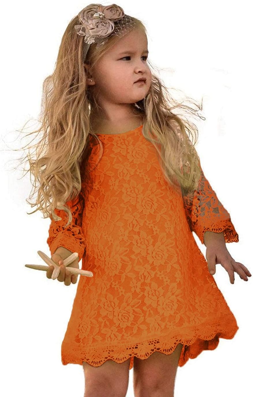 Flower Girl Dress, Lace Dress 3/4 Sleeve Dress