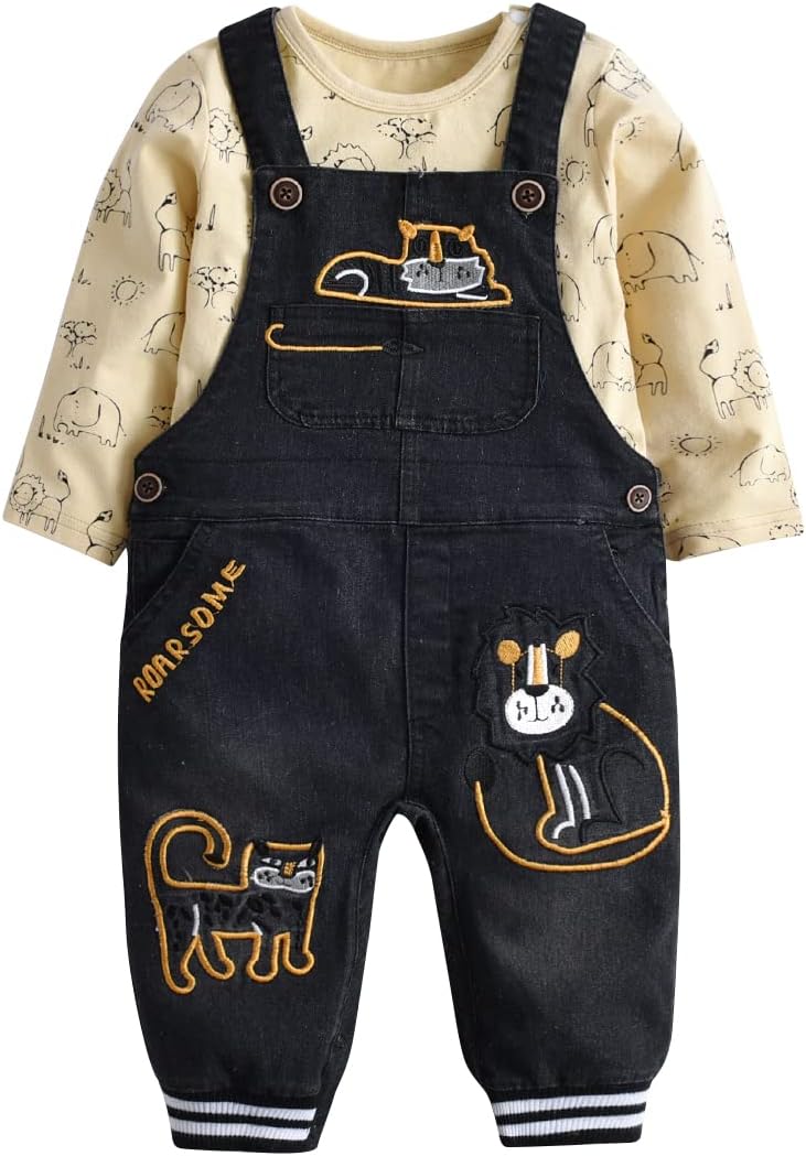 Cute Baby Boy Clothes Suit Toddler Boys' Striped Long Sleeve T-Shirt+Denim Overalls Jumpsuit Pants Outfits Sets