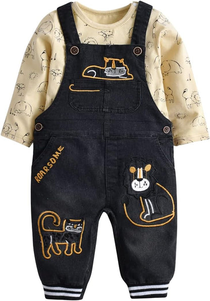 Cute Baby Boy Clothes Suit Toddler Boys' Striped Long Sleeve T-Shirt+Denim Overalls Jumpsuit Pants Outfits Sets