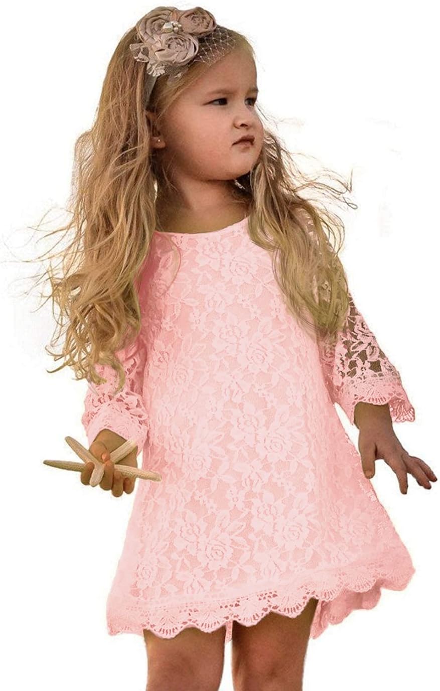 Flower Girl Dress, Lace Dress 3/4 Sleeve Dress