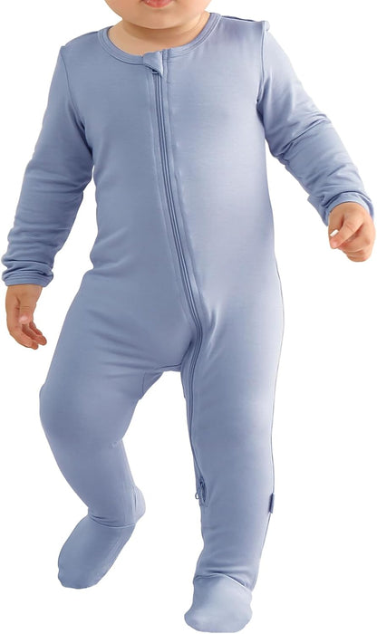 Long Sleeve Baby Footies Bamboo Rayon Romper Infant Double Zipper One-Piece Clothes Boys Girls Outfits