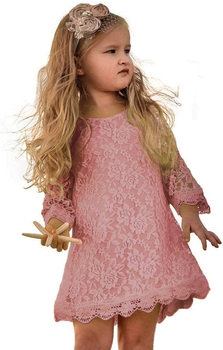 Flower Girl Dress, Lace Dress 3/4 Sleeve Dress