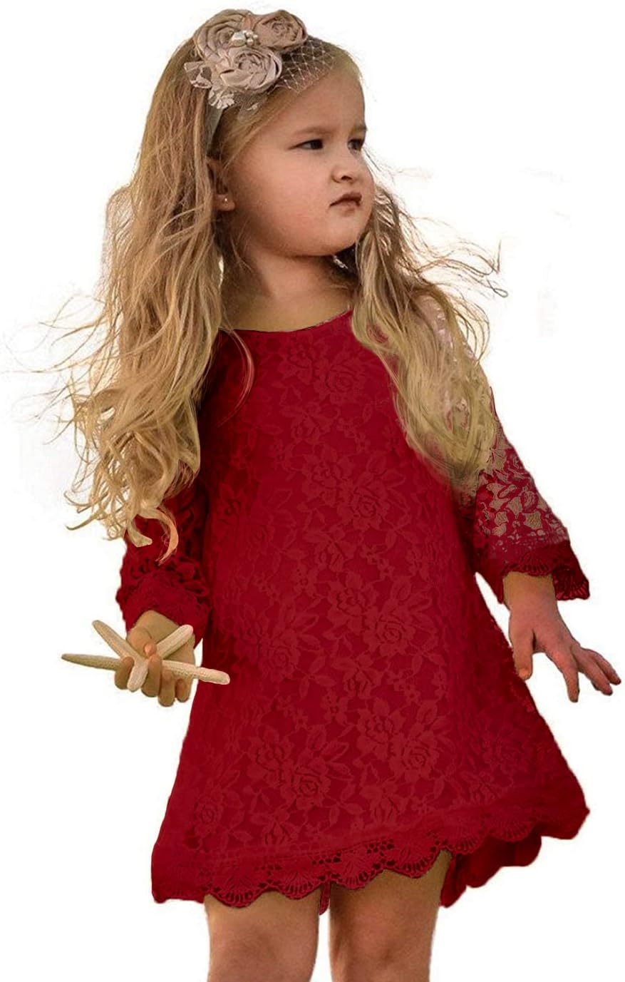 Flower Girl Dress, Lace Dress 3/4 Sleeve Dress