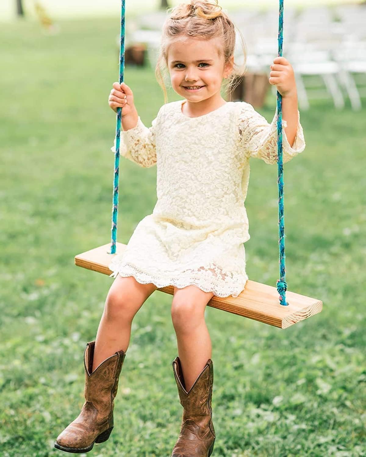 Flower Girl Dress, Lace Dress 3/4 Sleeve Dress
