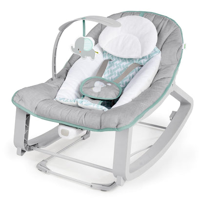 Keep Cozy 3-In-1 Grow with Me Vibrating Baby Bouncer Seat & Infant to Toddler Rocker, Vibrations & -Toy Bar, 0-30 Months up to 40 Lbs (Pink Burst)