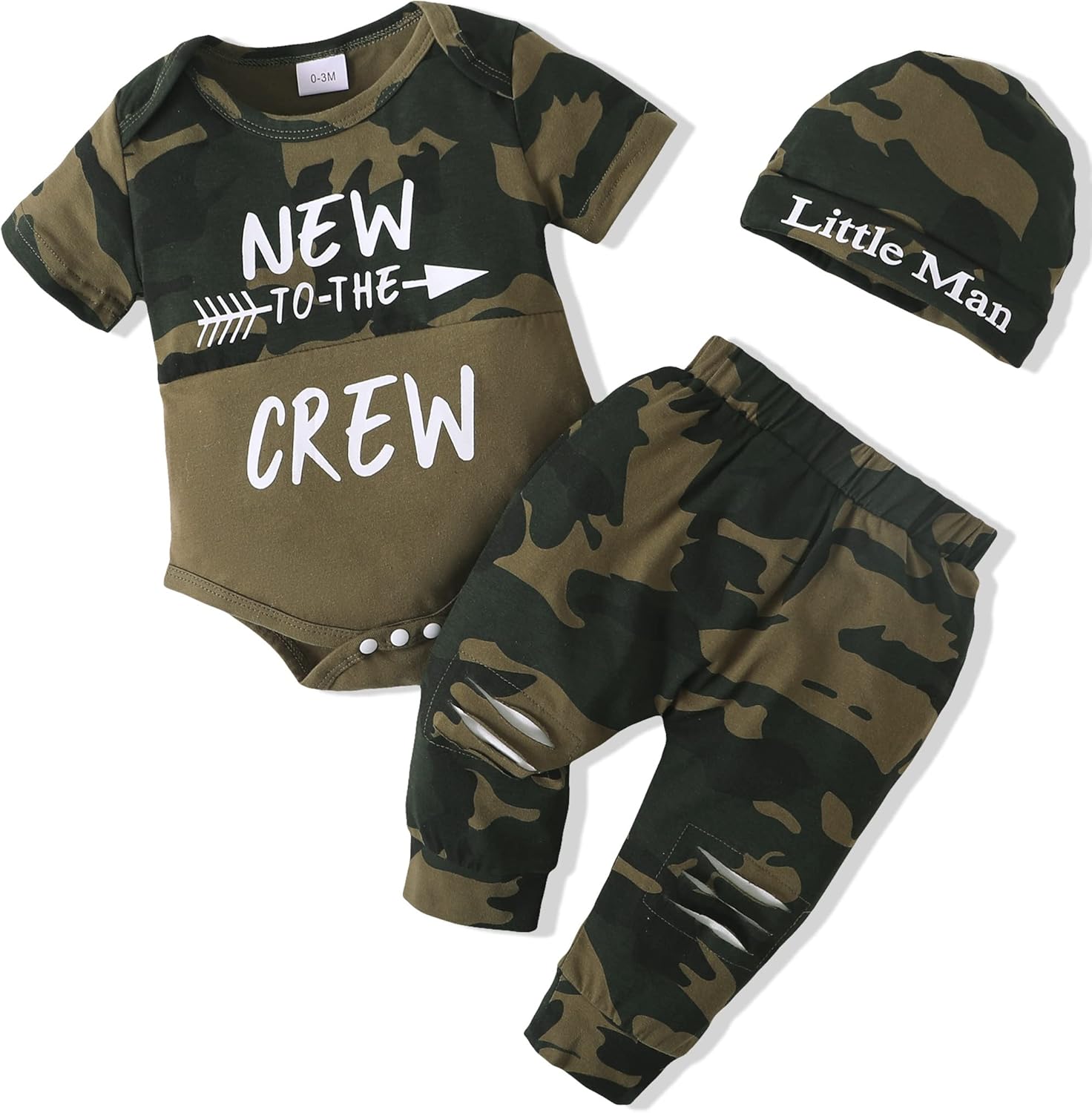 Newborn Infant Baby Boy Clothes Outfits New to the Crew Outfits Long Pants Toddler Baby Boy Clothes Set