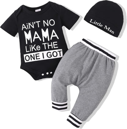 Newborn Infant Baby Boy Clothes Outfits New to the Crew Outfits Long Pants Toddler Baby Boy Clothes Set