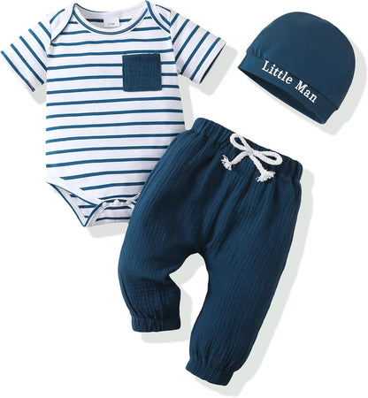 Newborn Infant Baby Boy Clothes Outfits New to the Crew Outfits Long Pants Toddler Baby Boy Clothes Set