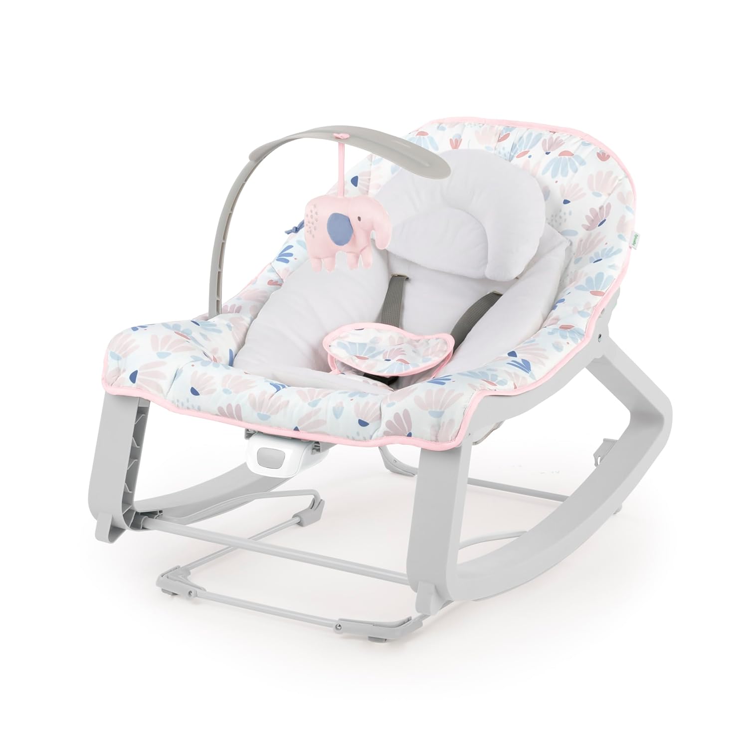Keep Cozy 3-In-1 Grow with Me Vibrating Baby Bouncer Seat & Infant to Toddler Rocker, Vibrations & -Toy Bar, 0-30 Months up to 40 Lbs (Pink Burst)