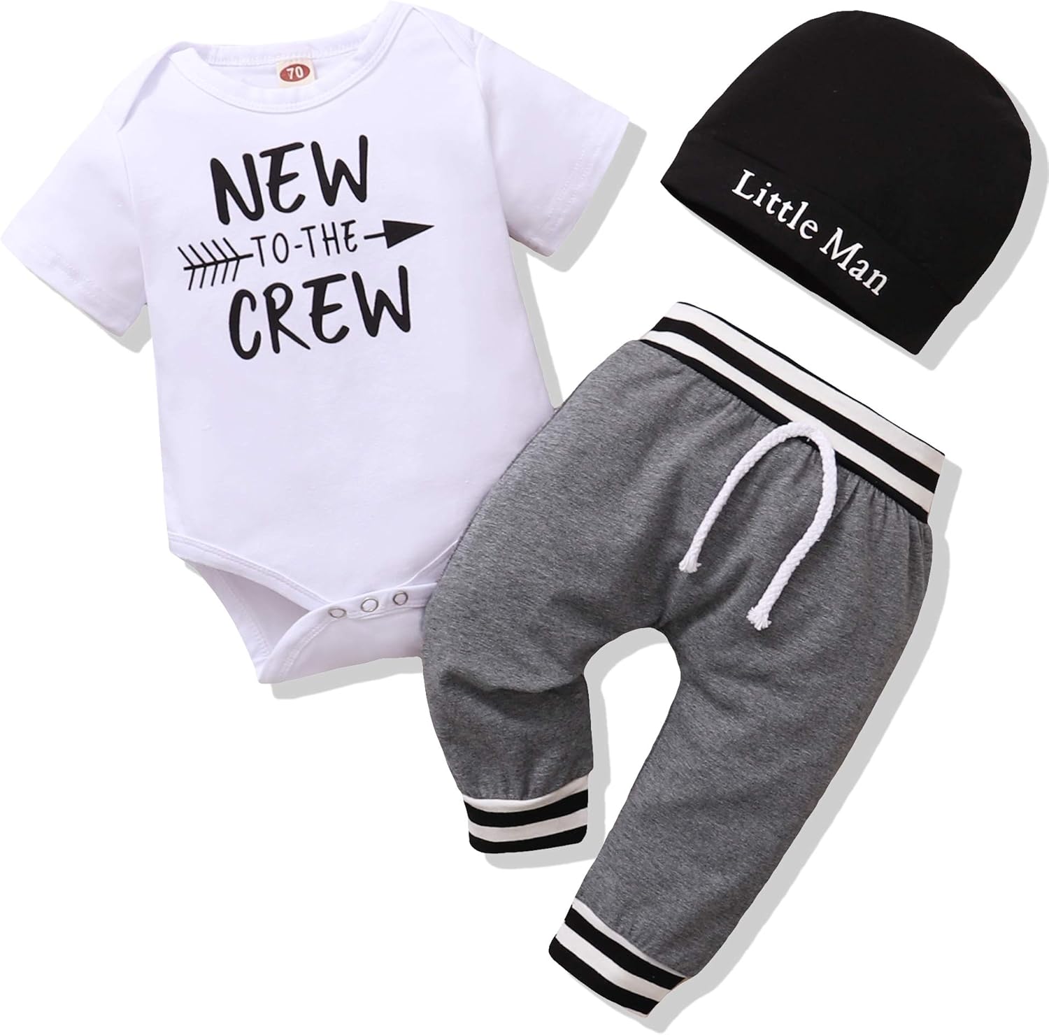 Newborn Infant Baby Boy Clothes Outfits New to the Crew Outfits Long Pants Toddler Baby Boy Clothes Set