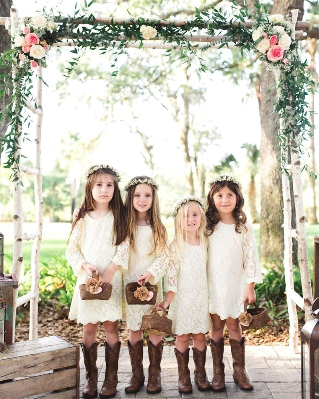 Flower Girl Dress, Lace Dress 3/4 Sleeve Dress