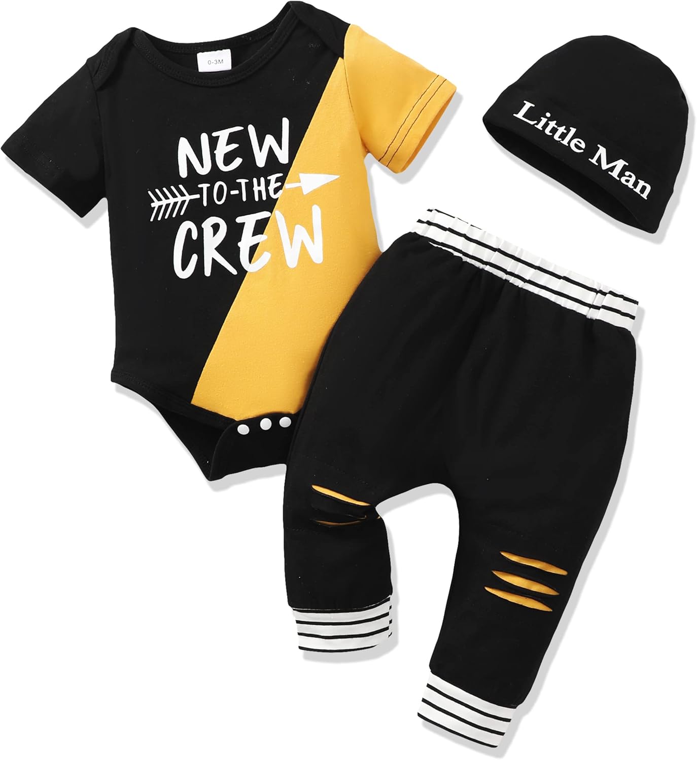 Newborn Infant Baby Boy Clothes Outfits New to the Crew Outfits Long Pants Toddler Baby Boy Clothes Set