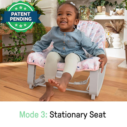 Keep Cozy 3-In-1 Grow with Me Vibrating Baby Bouncer Seat & Infant to Toddler Rocker, Vibrations & -Toy Bar, 0-30 Months up to 40 Lbs (Pink Burst)