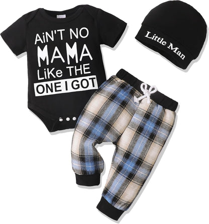 Newborn Infant Baby Boy Clothes Outfits New to the Crew Outfits Long Pants Toddler Baby Boy Clothes Set