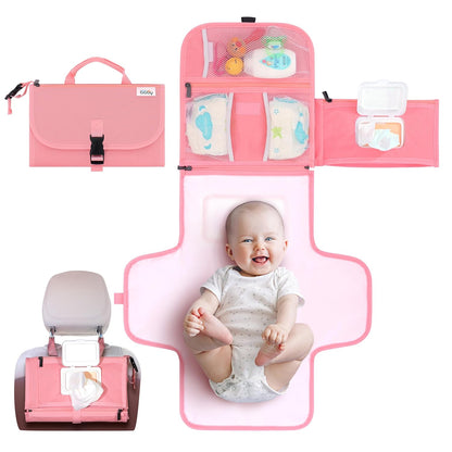 Portable Diaper Changing Pad - Baby Diaper Changer Travel Bag with Wipes Pocket, Smart Design Portable Changing Mat, Infant Travel Station Kit, Gift for Newborn Girl & Boy - Grey, Classic