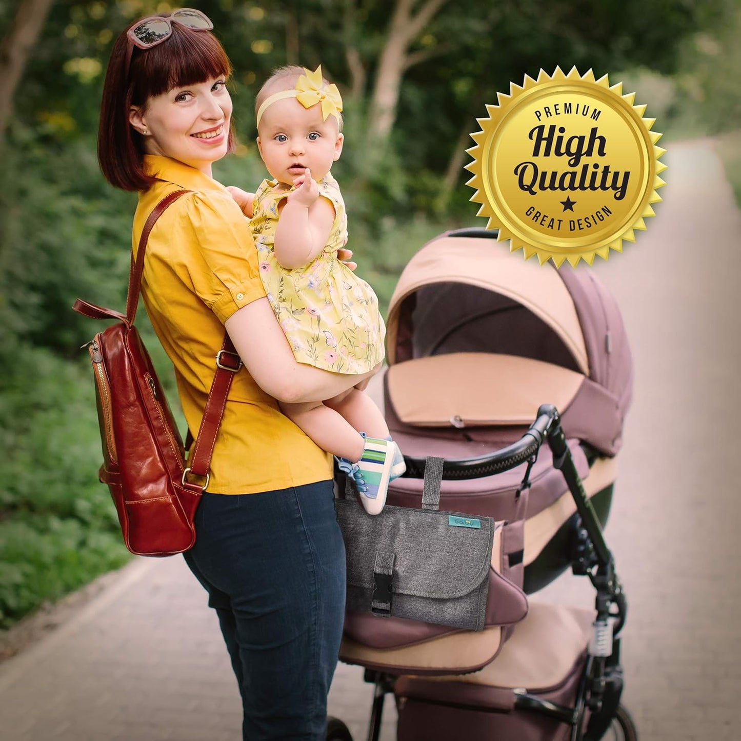 Portable Diaper Changing Pad - Baby Diaper Changer Travel Bag with Wipes Pocket, Smart Design Portable Changing Mat, Infant Travel Station Kit, Gift for Newborn Girl & Boy - Grey, Classic