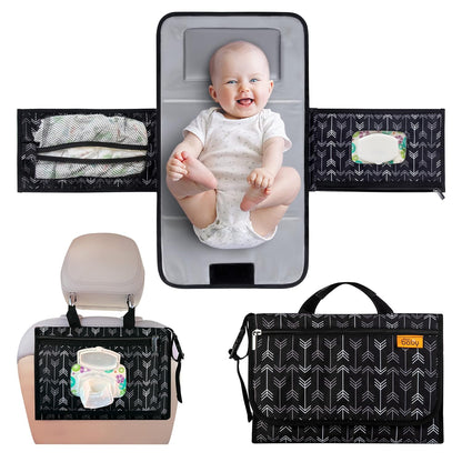 Portable Diaper Changing Pad - Baby Diaper Changer Travel Bag with Wipes Pocket, Smart Design Portable Changing Mat, Infant Travel Station Kit, Gift for Newborn Girl & Boy - Grey, Classic
