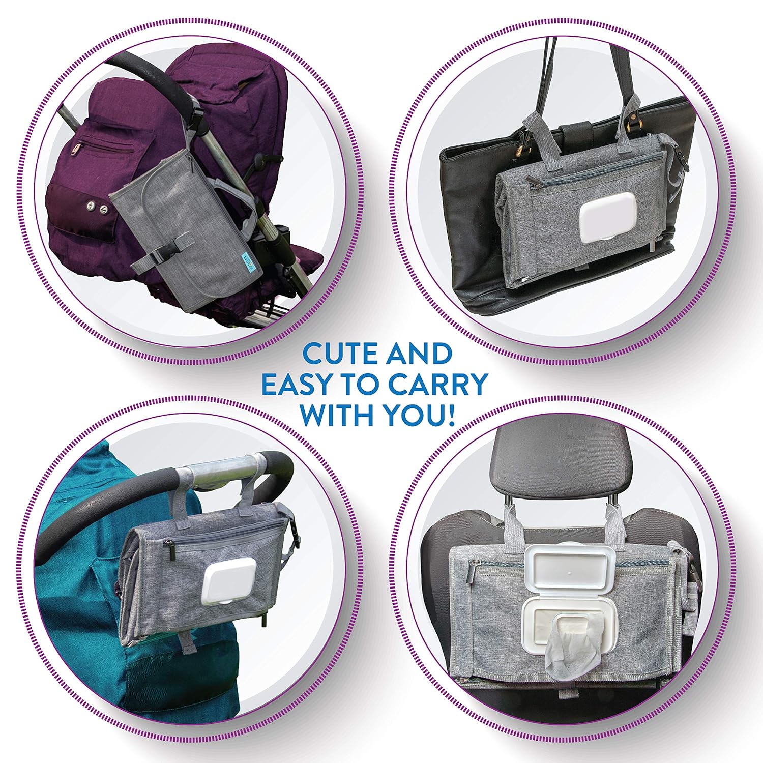 Portable Diaper Changing Pad - Baby Diaper Changer Travel Bag with Wipes Pocket, Smart Design Portable Changing Mat, Infant Travel Station Kit, Gift for Newborn Girl & Boy - Grey, Classic